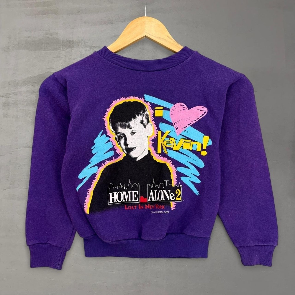 Vintage‎ Home Alone 2 Lost in New York Sweatshirt Purple 1992 Movie Kids Small